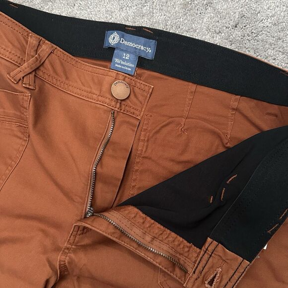 Democracy Ab Solution Cargo Utility Pants 12 Dark Orange High Rise Shaping Chic - Picture 2 of 12